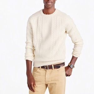 Wool Crewneck Fisherman Sweater